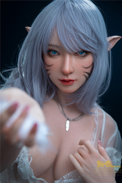 Candy-166cm(5'45")D-cup Full Silicone Silver Hair Anime Lace Skirt Sex Doll  - Irontech Doll