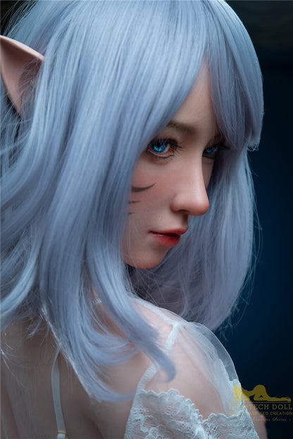 Candy-166cm(5'45")D-cup Full Silicone Silver Hair Anime Lace Skirt Sex Doll  - Irontech Doll