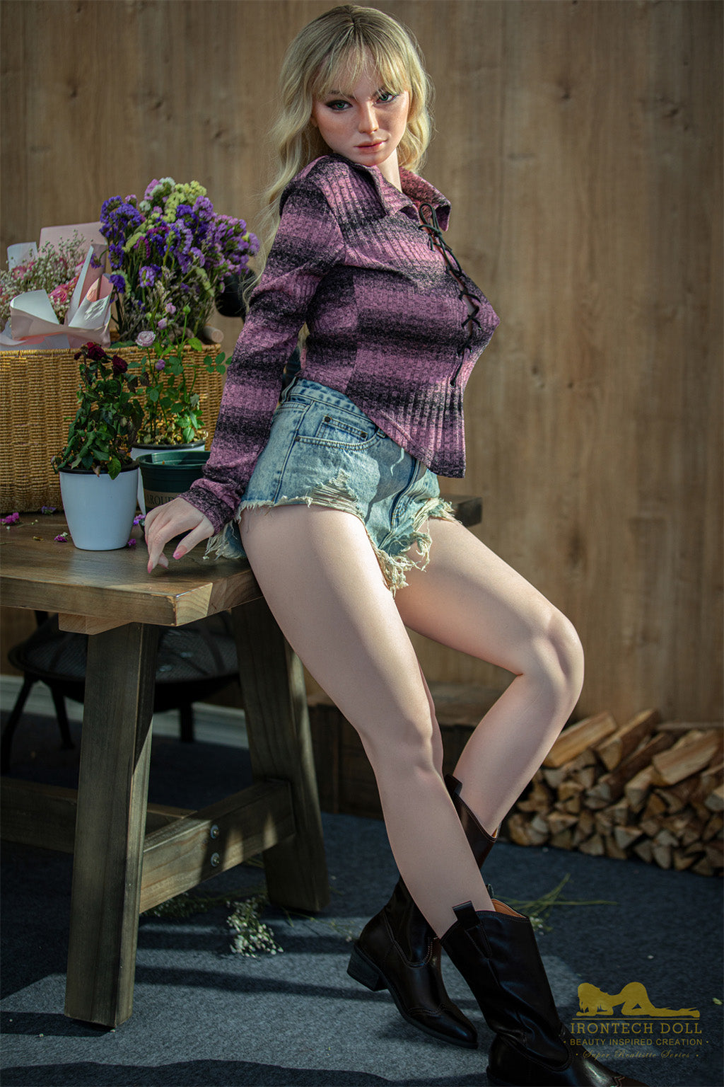 Una-165cm(5'41")F-cup Full Silicone Sweaters Housewife  Sex Doll Blonde- Irontech Doll