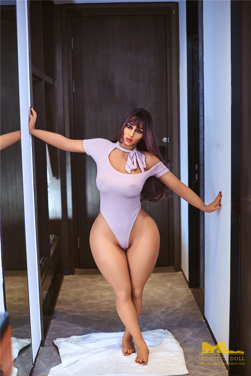 Natalia-156cm (5'12") E-cup TPE Sex Doll Super Butts Purple Jumpsuit Allure - Irontech Doll