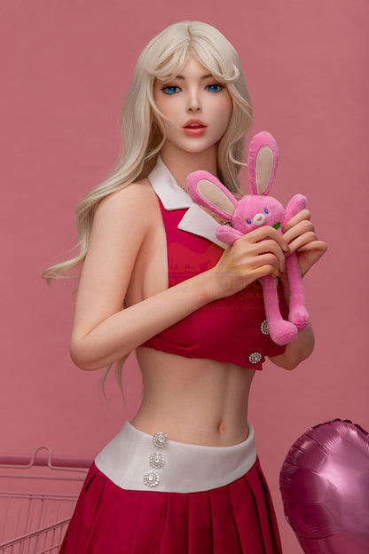 Vanessa-159cm(5'22") G-cup Full Silicone Pink Bunny Blonde Sex Doll - Irontech Doll