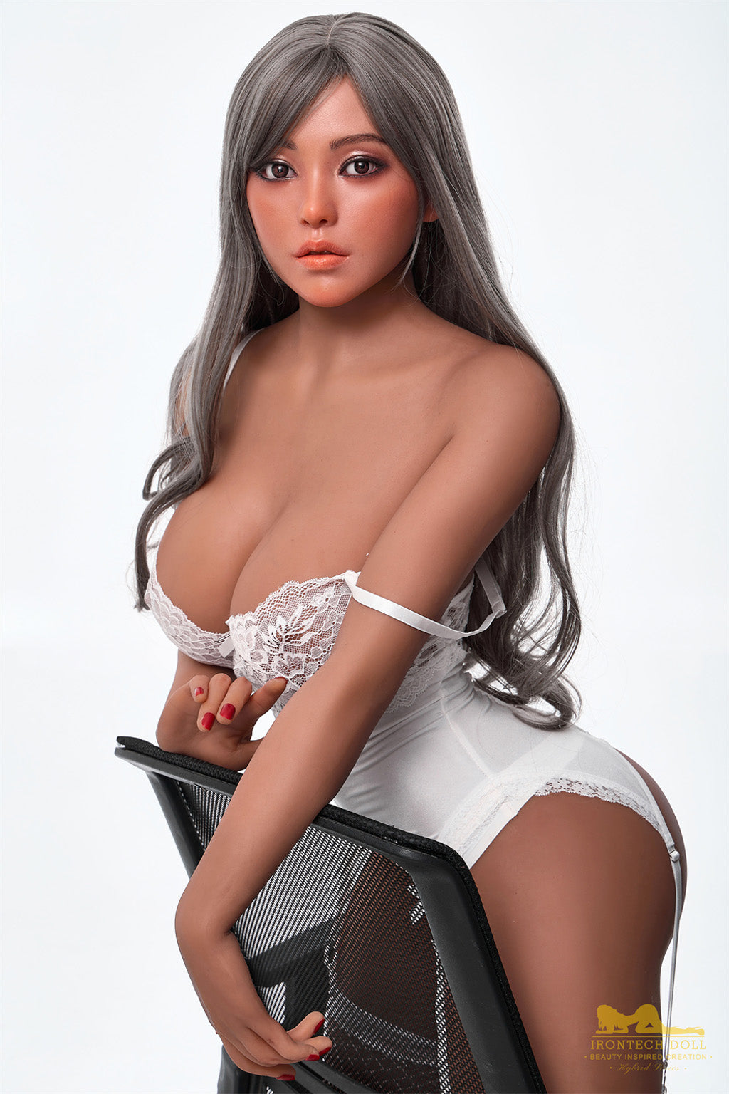 Sandy-164cm(5'38'')E-cup Silicone Head TPE Body Sex Doll - Irontech Doll Dark Tanned