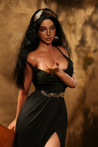 Yolanda  Dark Tanned-166cm(5'45")D-cup Full Silicone Curl Black Hair Plump Alcoholic Girl Sex Doll  - Irontech Doll